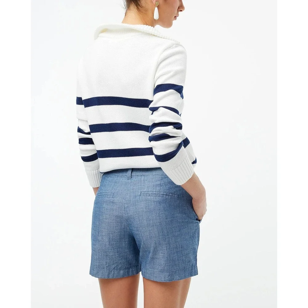 J. Crew Womens 5 Inch Classic Chambray Shorts Blue Cotton AY431 Size 6